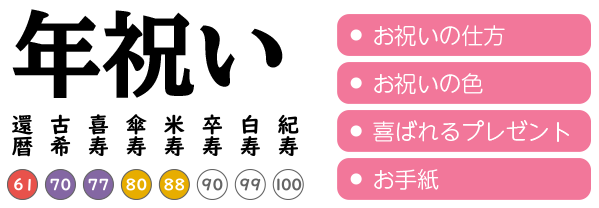 傘寿のお祝い 長寿のお祝いの言葉やプレゼント 年祝い お祝いの年齢やお祝いの方法 還暦 古希 喜寿 傘寿 米寿 卒寿