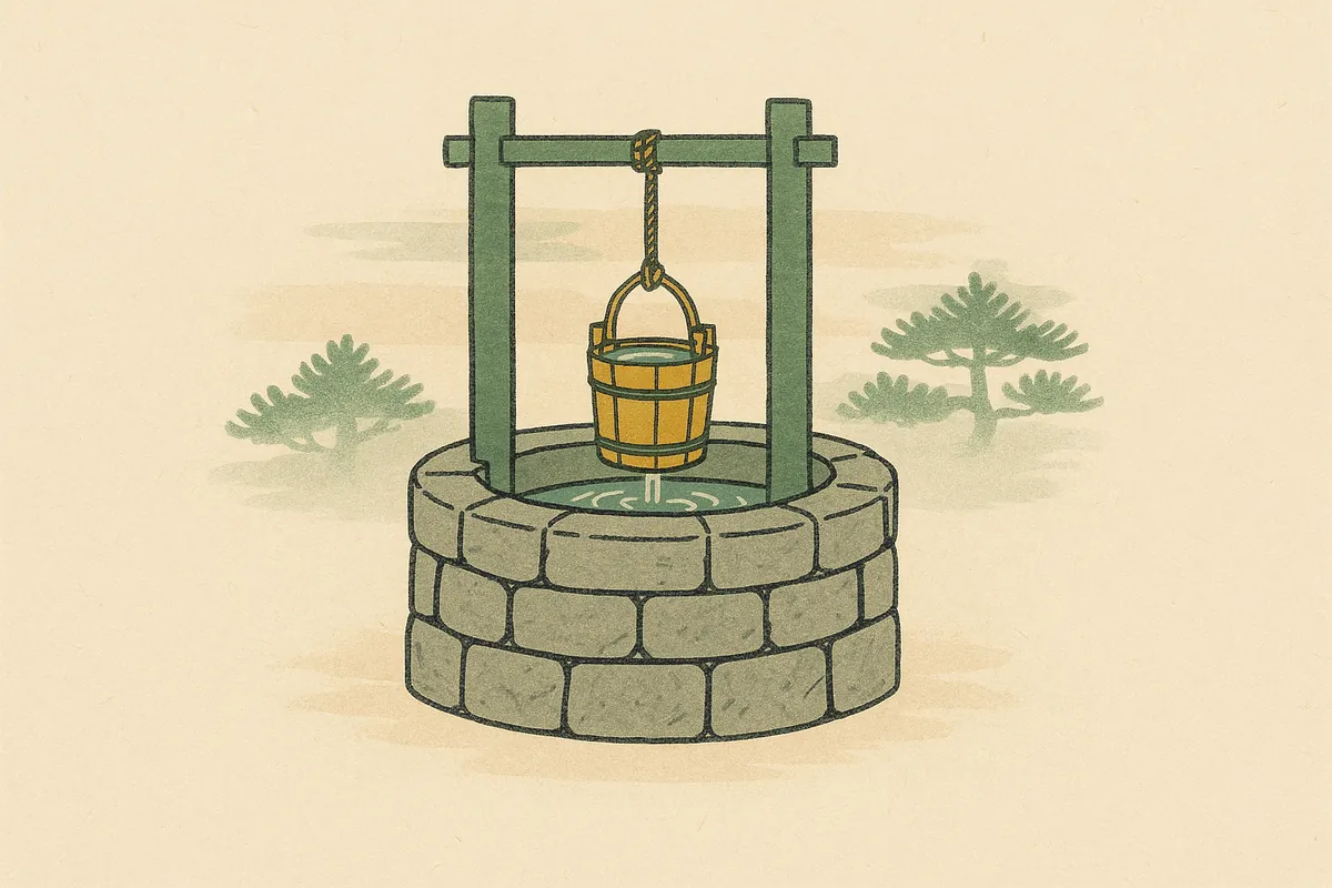 元日に初めてくむ若水のイメージのイラスト