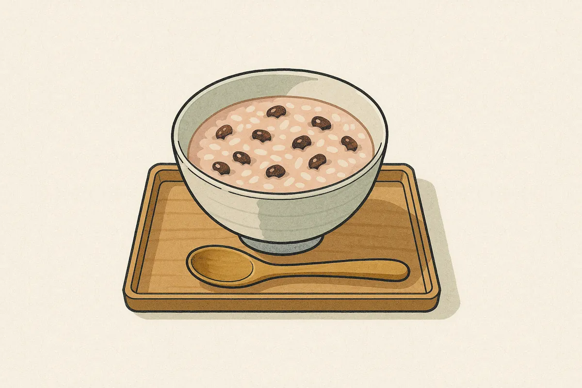 小正月の行事にちなむ小豆粥のイラスト