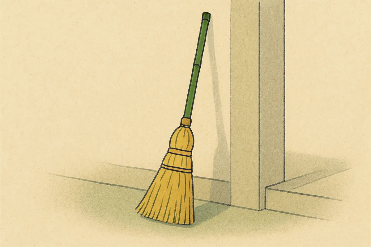 三が日に掃除を避けるという言い伝えにちなむほうきのイラスト